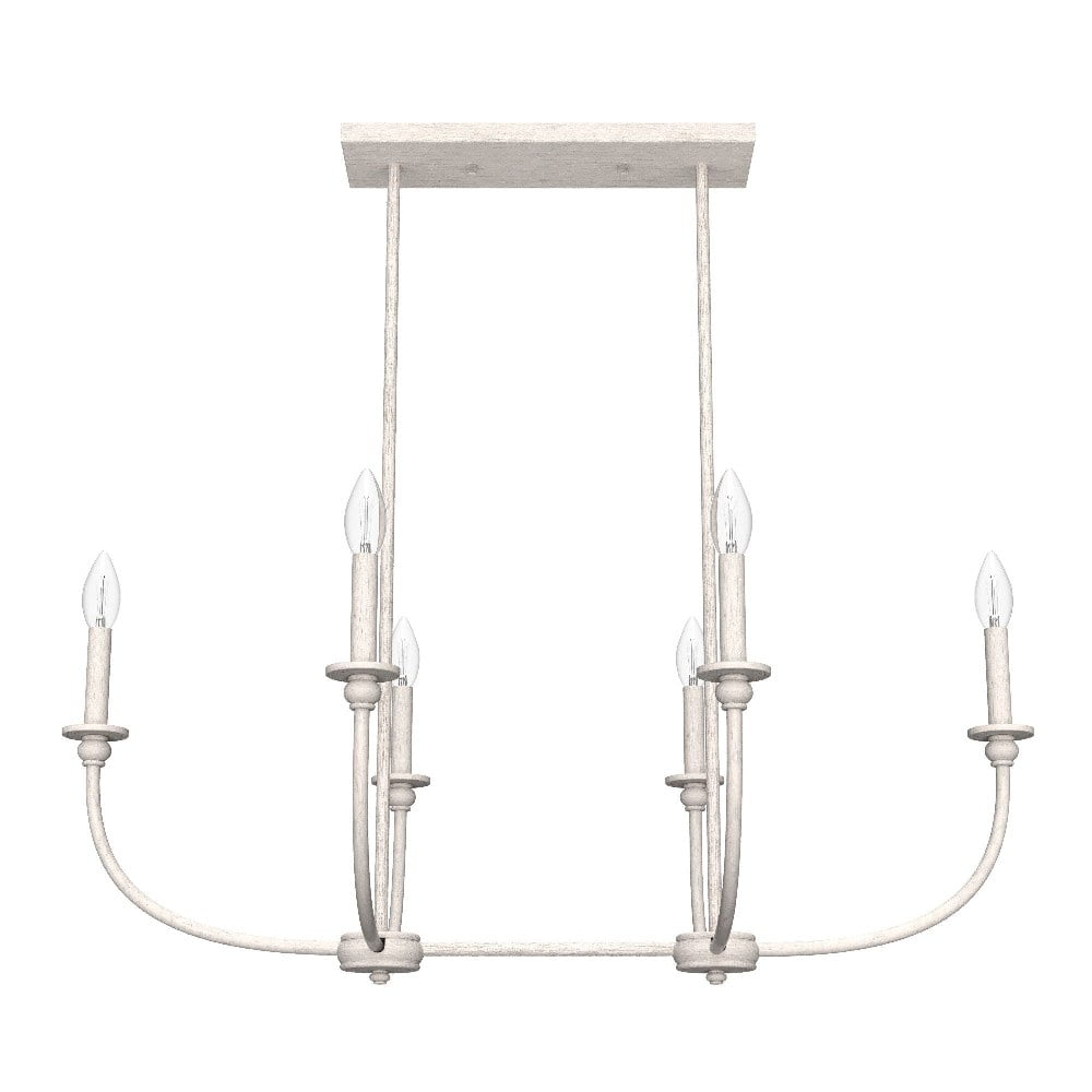 Southcrest Distressed White 36" Linear Chandelier with 6 Lights