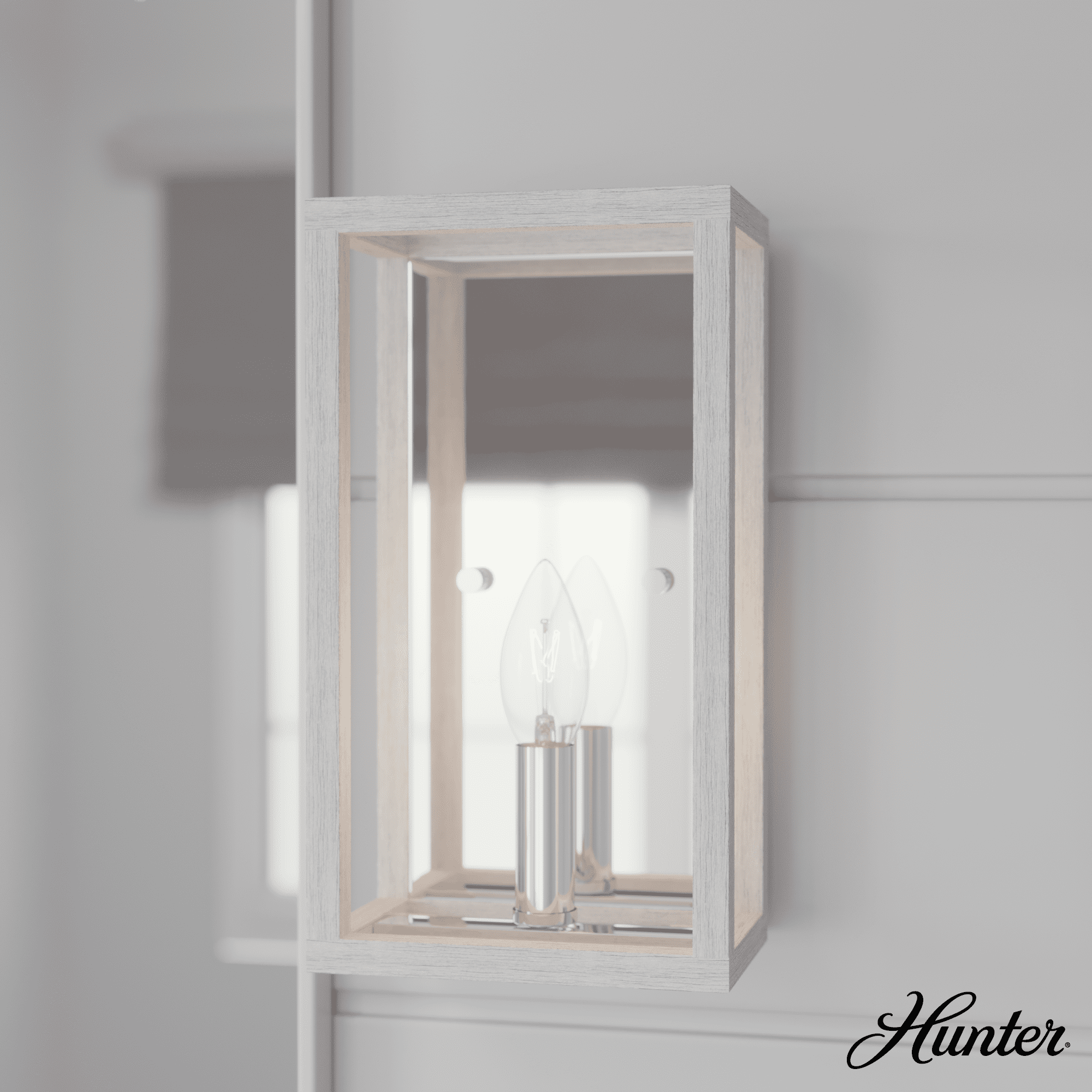 Distressed White and Chrome Minimalist Dimmable Wall Sconce