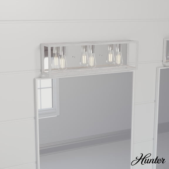 Hunter - Squire Manor 3-light Distressed White, Medium Size Vanity Light, Dimmable, Modern Style, for Bedrooms, Dining, Living Rooms - 19036