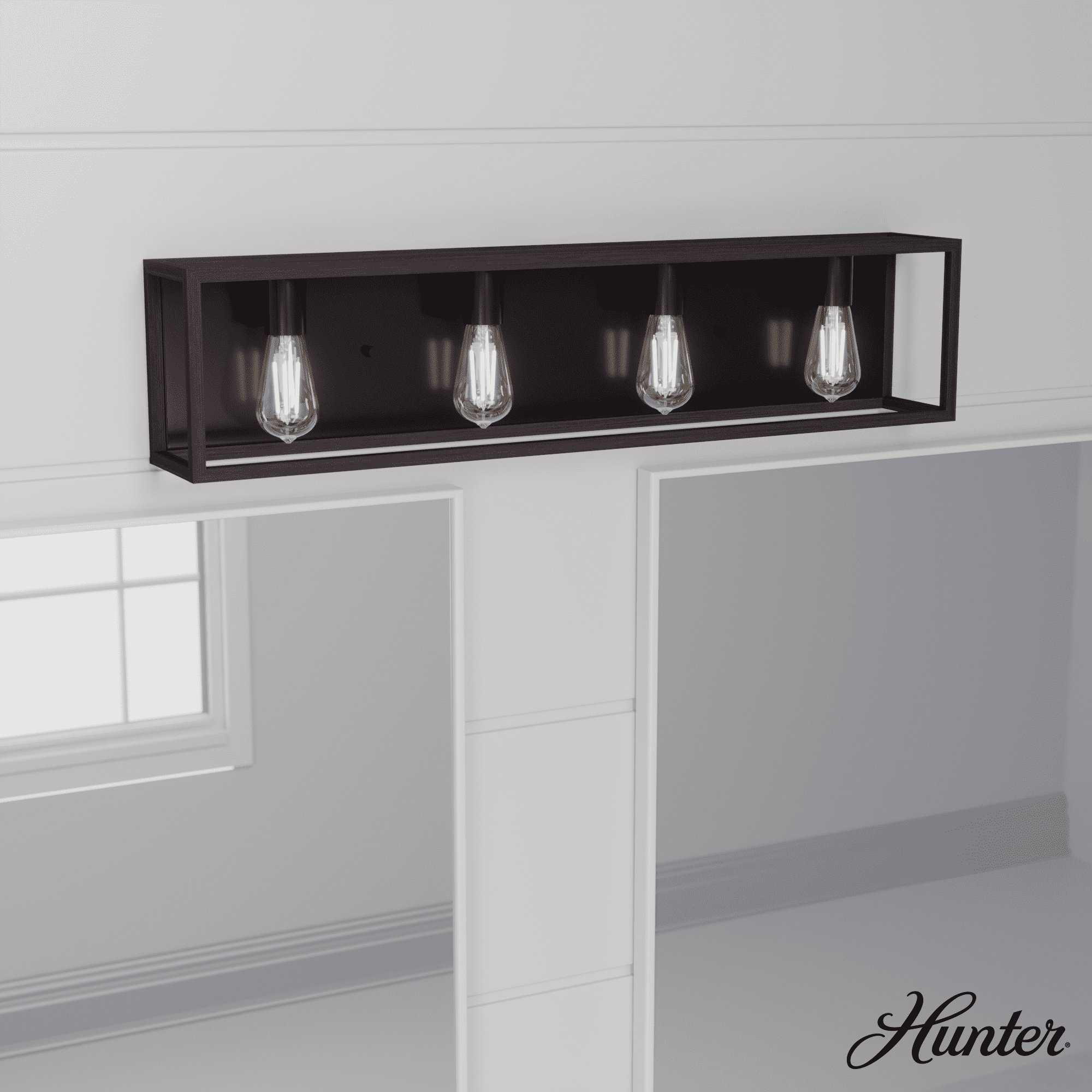 Squire Manor 33" Matte Black Outdoor Dimmable Vanity Light