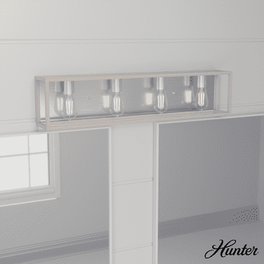 Hunter - Squire Manor 4-light Brushed Nickel, Medium Size Vanity Light, Dimmable, Modern Style, for Bedrooms, Kitchens, Dining, Living Rooms - 19676