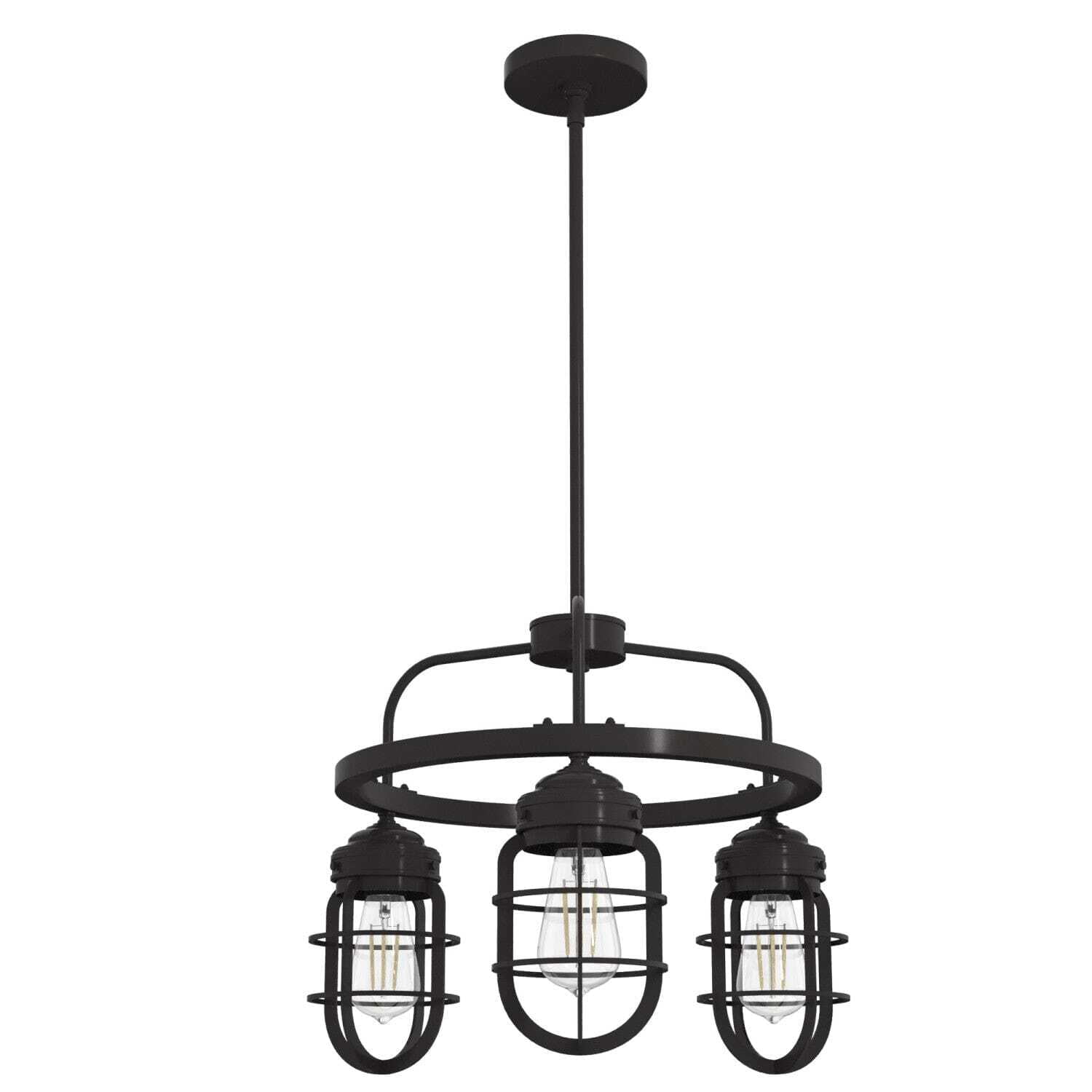 Starklake Noble Bronze Mini 3-Light Industrial Chandelier