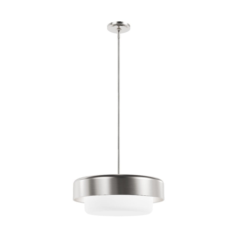 Brushed Nickel 3-Light Drum Pendant with Frosted Glass Shade