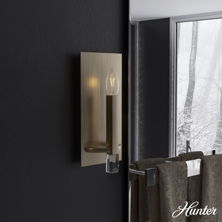 Hunter - Sunjai 1-light Alturas Gold, Small Sconce Light, Dimmable, Formal Style, for Bedrooms, Dining, Living Rooms - 19527