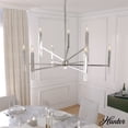 thumbnail image 1 of Hunter - Sunjai 9-light Brushed Nickel, Extra Large Chandelier, Dimmable, Formal Style, Candle Shaped, for Bedrooms, Dining, Living Rooms - 19520, 1 of 8