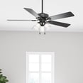 thumbnail image 1 of Hunter 52 inch Indoor Ceiling Fan with LED Lights - Black Ceiling Fan with Pull Chain, For Bedroom, Living Room, or Kitchen, Standard Mount, No Remote, 5 Blades - Swanson 51737, Matte Black, 1 of 15