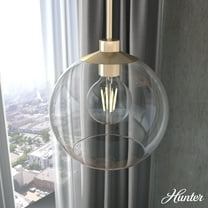 Hunter - Xidane 1-light Alturas Gold, Medium Size Pendant Light, Dimmable, Mid Century Modern Style, Globe Shaped, for Bedrooms, Dining, Living Rooms - 19767