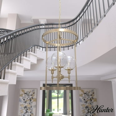 Hunter - Xidane 3-light Alturas Gold, Medium Size Pendant Light, Dimmable, Mid Century Modern Style, Cylinder Shaped, for Bedrooms, Kitchens, Dining, Living Rooms - 19749