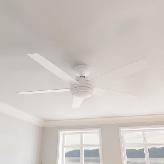Hunter 52 inch Indoor Ceiling Fan with LED Light and Remote Control - White Ceiling Fan, Standard Mount, 5 Blades, For Bedroom, Living Room, or Kitchen, Quiet - Zayden 51697, Fresh White