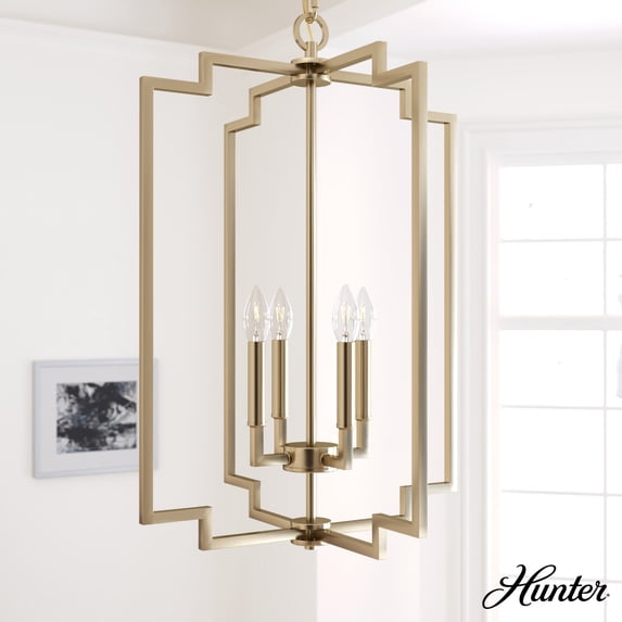 Hunter - Zoanne 4-light Alturas Gold, Medium Size Pendant Light, Dimmable, Modern Style, Geometric Shaped, for Bedrooms, Dining, Living Rooms - 19576