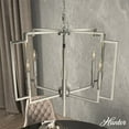 thumbnail image 1 of Hunter - Zoanne 6-light Brushed Nickel, Large Chandelier, Dimmable, Modern Style, Geometric Shaped, for Bedrooms, Dining, Living Rooms - 19573, 1 of 7