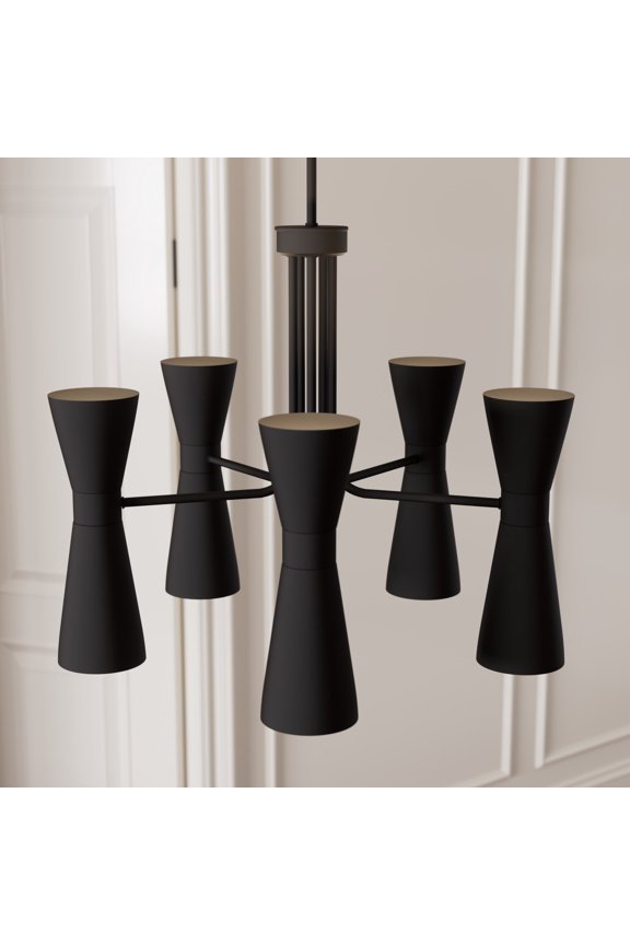 - Zola 10-light Matte Black, Large Chandelier, Dimmable, Formal Style, Pharmacy Shaped, for Bedrooms, Dining, Living Rooms - 19896