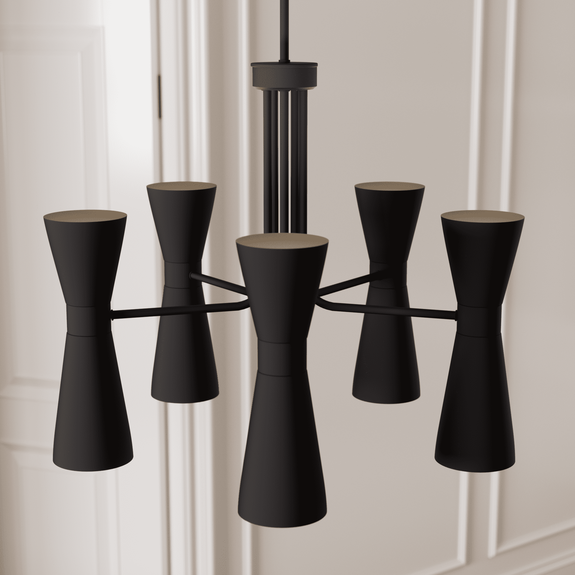 Zola 26" Matte Black 10-Light Mid-Century Modern Chandelier
