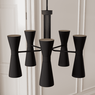 Hunter - Zola 10-light Matte Black, Large Chandelier, Dimmable, Formal Style, Pharmacy Shaped, for Bedrooms, Kitchens, Dining, Living Rooms - 19896