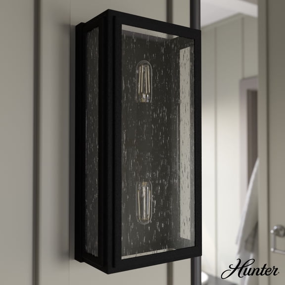 Hunter - Felippe 2-light Natural Black Iron, Small Sconce Light, Dimmable, Casual Style, for Bedrooms, Dining, Living Rooms - 19265