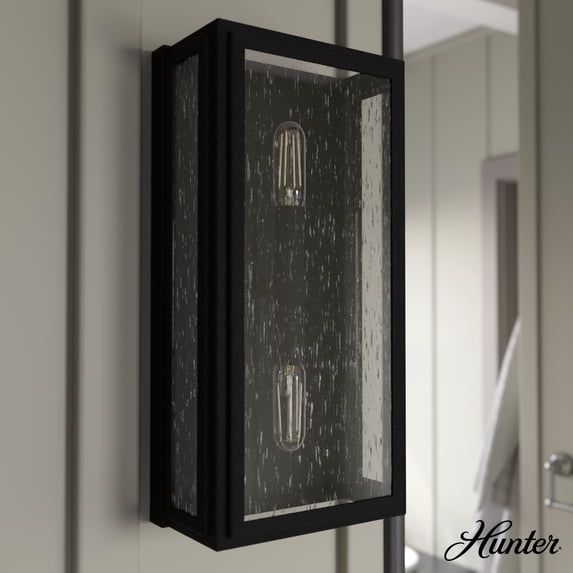 Hunter - Felippe 2-light Natural Black Iron, Small Sconce Light, Dimmable, Casual Style, for Bedrooms, Dining, Living Rooms - 19265