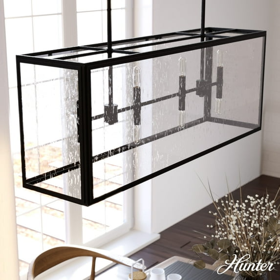 Hunter - Felippe 8-light Natural Black Iron, Extra Large Chandelier, Dimmable, Casual Style, Linear Shaped, for Bedrooms, Dining, Living Rooms - 19267