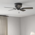 thumbnail image 1 of Hunter 42 inch Indoor Ceiling Fan No Light - Black Ceiling Fan without Light, Low Profile Mount, 5 Blades, For Bedroom, Living Room, or Kitchen, Pull Chain - Low Profile IV 52392, Matte Black, 1 of 13