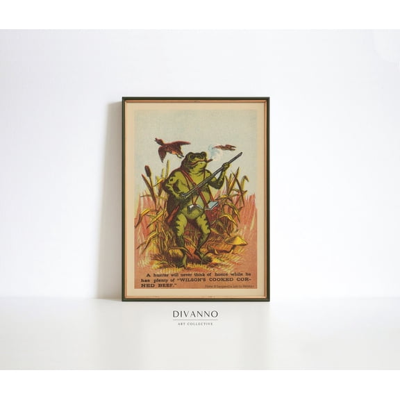 Hunter Frog Vintage Toad Advertisement Poster, Unframed Size 12x18