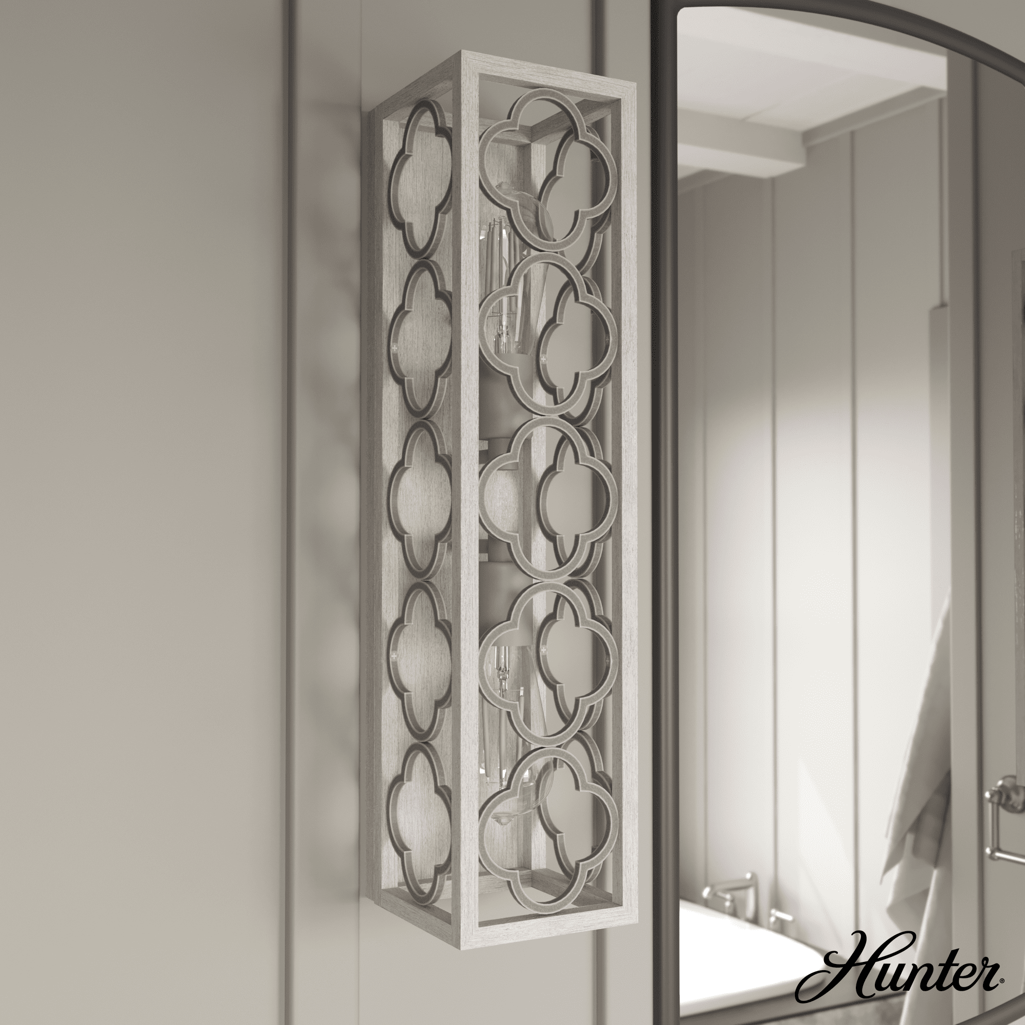 Gablecrest Quatrefoil 21" Dimmable Outdoor Wall Sconce in Distressed White