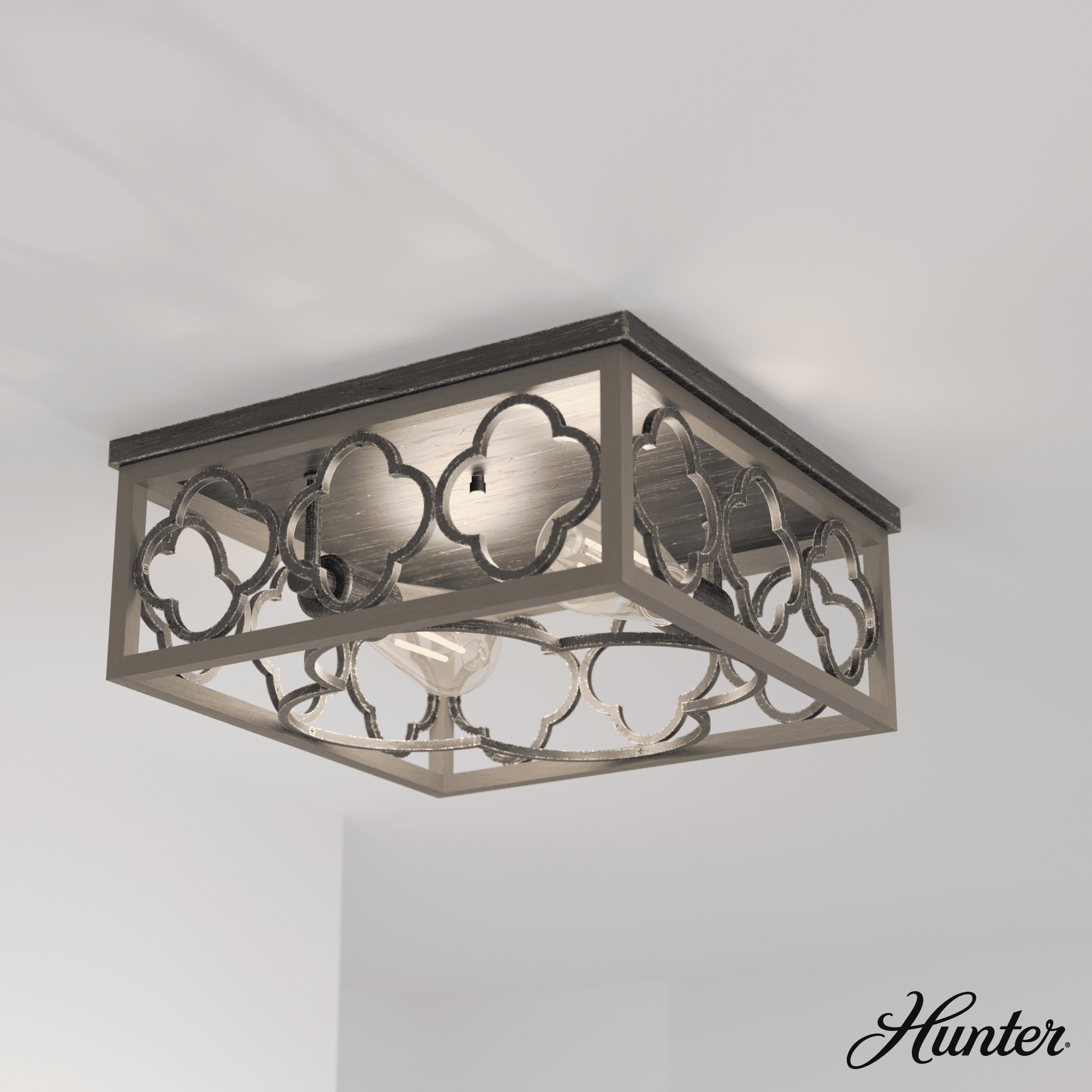 Gablecrest 14" French Oak Aluminum Flush Mount Light