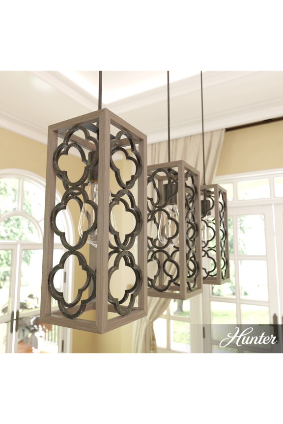 - Gablecrest 3-light French Oak, Large Cluster Light, Dimmable, Transitional Style, Linear Shaped, for Bedrooms, Dining, Living Rooms - 19948