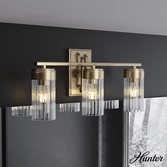 Hunter - Gatz 3-light Alturas Gold, Medium Size Vanity Light, Dimmable, Modern Style, for Bedrooms, Kitchens, Dining, Living Rooms - 19684