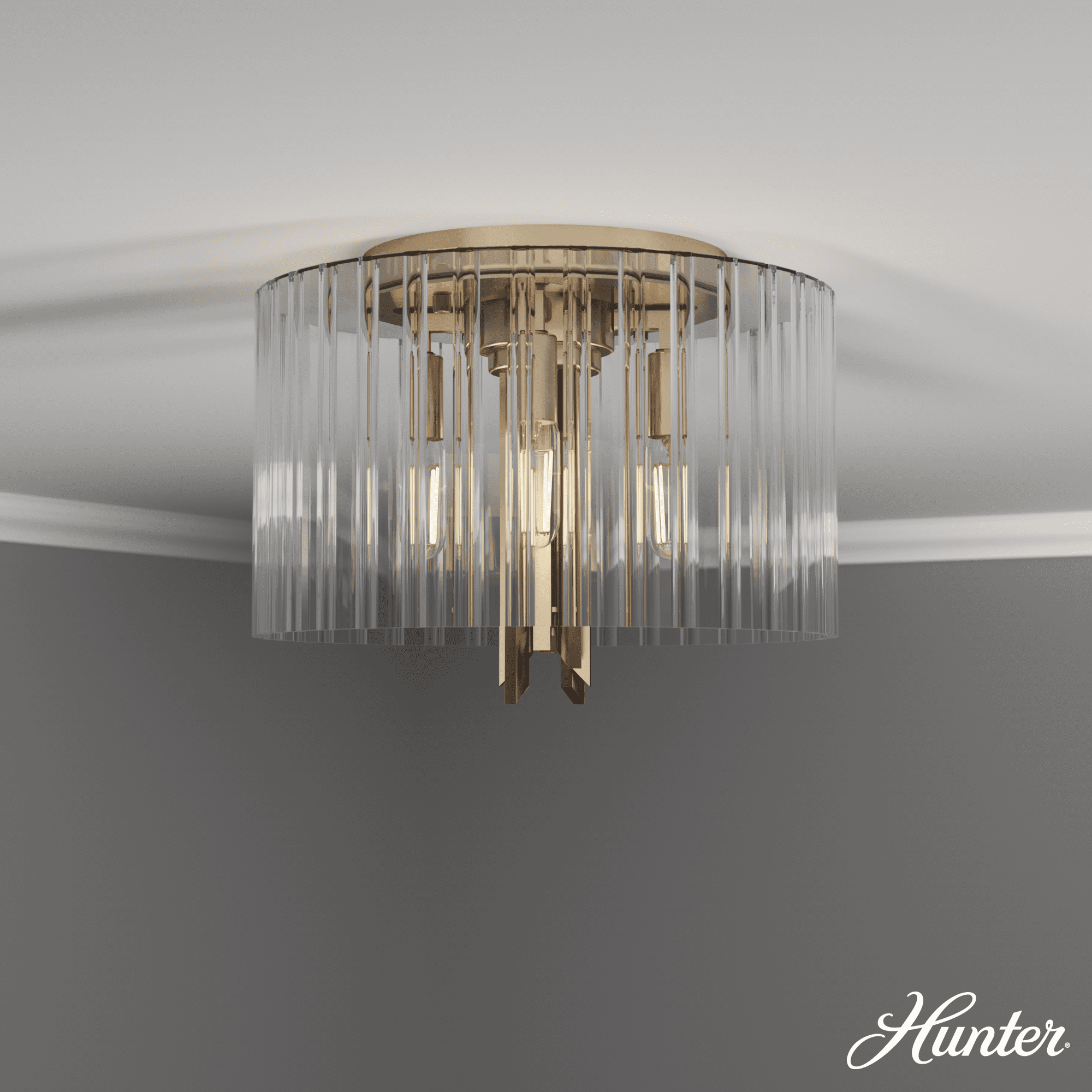 Alturas Gold Clear Fluted Glass LED Flush Mount Ceiling Light