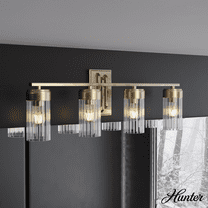 Hunter - Gatz 4-light Alturas Gold, Medium Size Vanity Light, Dimmable, Modern Style, for Bedrooms, Kitchens, Dining, Living Rooms - 19686