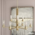 thumbnail image 1 of Hunter - Gatz 9-light Alturas Gold, Large Chandelier, Dimmable, Modern Style, Candle Shaped, for Bedrooms, Dining, Living Rooms - 19787, 1 of 7