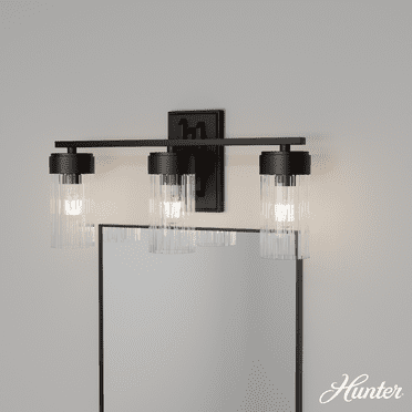 Hunter - Gatz 3-light Matte Black, Medium Size Vanity Light, Dimmable, Modern Style, for Bedrooms, Kitchens, Dining, Living Rooms - 45222