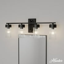 Hunter - Gatz 4-light Matte Black, Medium Size Vanity Light, Dimmable, Modern Style, for Bedrooms, Dining, Living Rooms - 45223