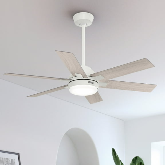 Hunter - Georgetown Indoor Ceiling Fan With Light, Remote, 52-inch, Fresh White, Modern-style, 6-speed DC Motor, Quick Installation, Energy Star, 52784