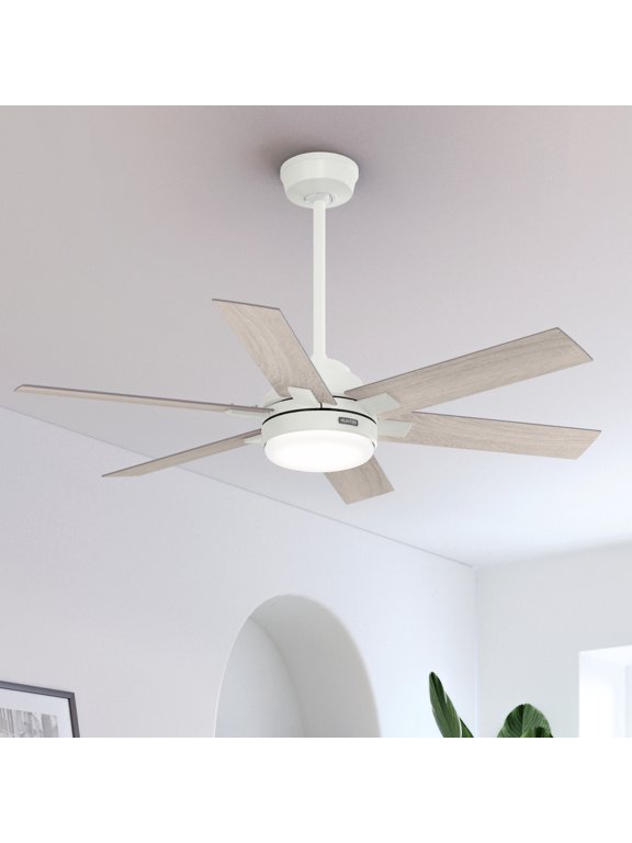 - Georgetown Indoor Ceiling Fan With Light, Remote, 52-inch, Fresh White, Modern-style, 6-speed DC Motor, Quick Installation, Energy Star, 52784