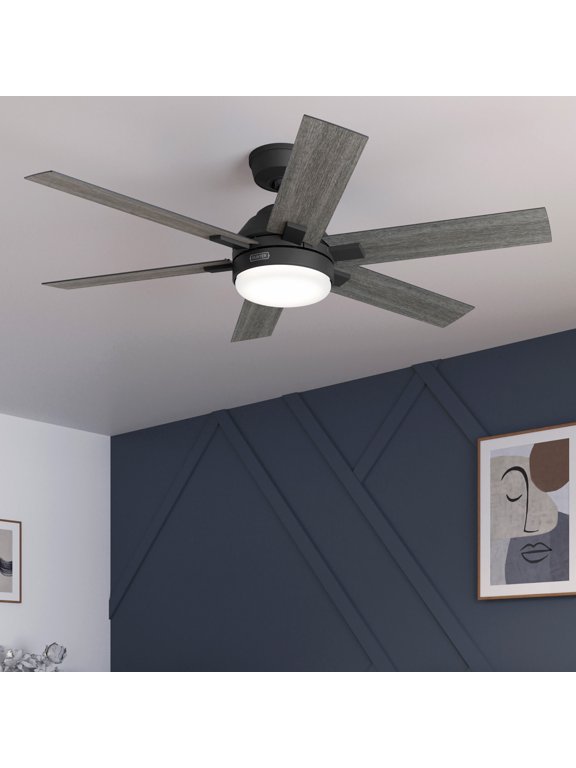 - Georgetown Indoor Ceiling Fan With Light, Remote, 52-inch, Matte Black, Modern-style, 6-speed DC Motor, Quick Installation, Energy Star, 52783