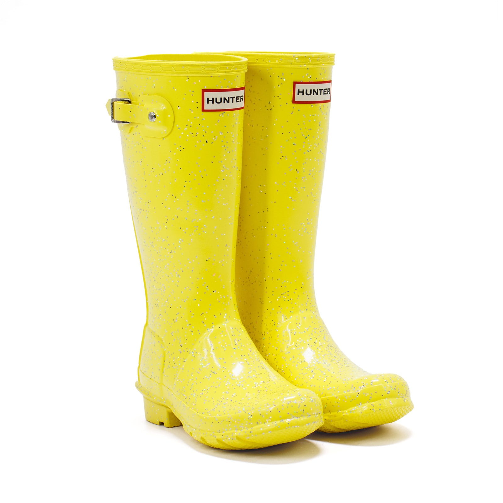 Hunter Girls Original Giant Glitter Rain Boots, Illuminating Yellow,5 M