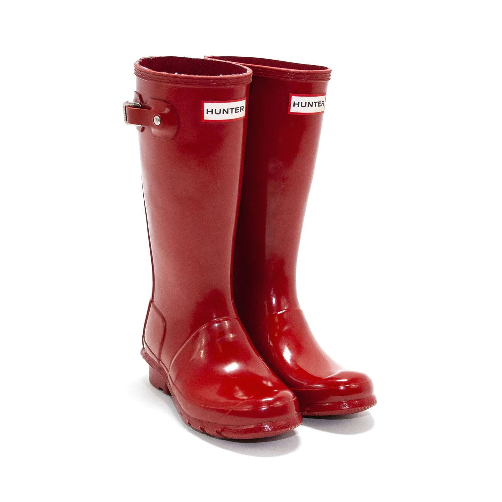 Hunter Girls Original Gloss Rain Boot, Military Red,1 M US