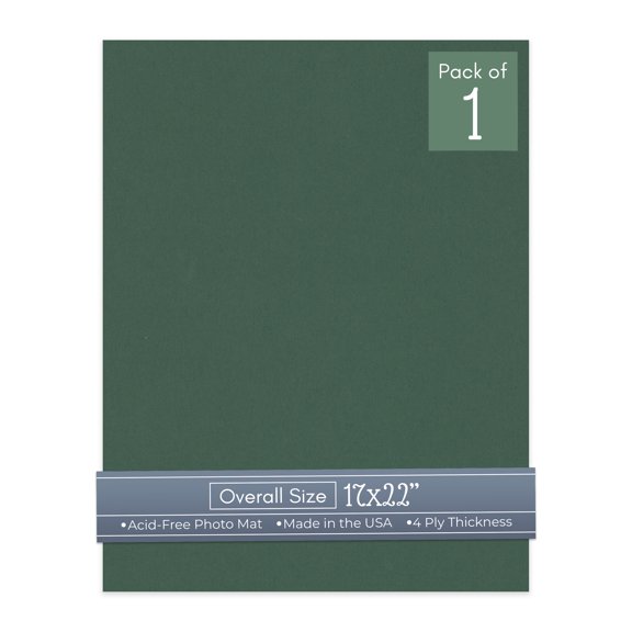 Hunter Green 17x22 Uncut Art Mat Board - No Opening - 1 Mat