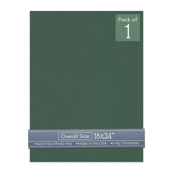 Hunter Green 18x24 Uncut Art Mat Board - No Opening - 1 Mat