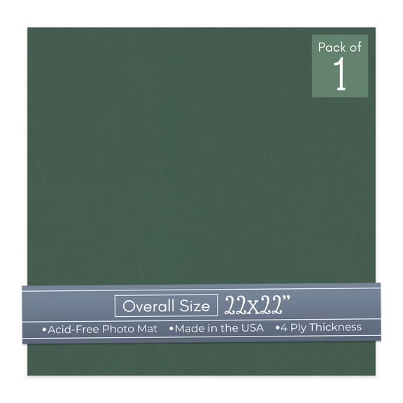Hunter Green 22x22 Uncut Art Mat Board - No Opening - 1 Mat