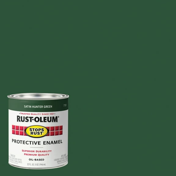 2 Pack, Hunter Green (450 Voc), Rust-Oleum Stops Rust Satin Protective Enamel- 7732502, Quart