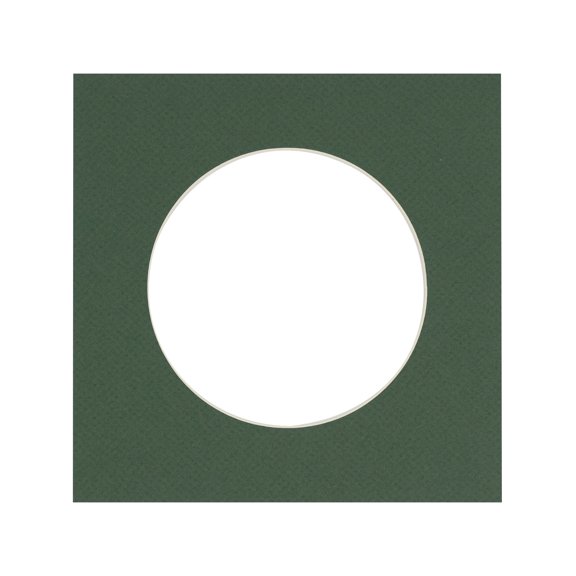 Hunter Green Acid Free 7x7 Cirlce Picture Frame Mat with White Core Bevel Cut for 5x5 Pictures -