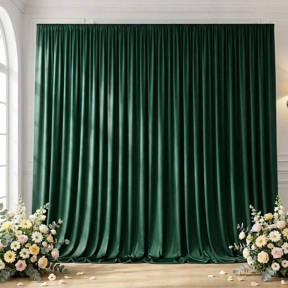 Hunter Green Backdrop Curtain - 10x10FT  Drop Curtains for Parties Wrinkle-Free Soft Polyester Backdrop Wedding Decoration Photoground Backdrop Stain-Resistant for  Drop Stand, 2 Panels