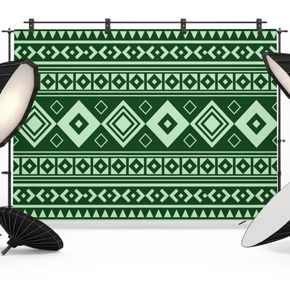 Hunter Green Boho Backdrops for Photography, Moroccan Geometric Striped Folk Modern Farm Moss Fabric Photo Background Sturdy Studio Props for Photo Studio, Video Recording, Booth & Photoshoot 12x8ft