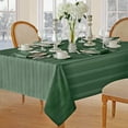 thumbnail image 1 of Christmas Hunter Green Denley Woven Textured Satin Stripe 60 x 120 inch Rectangle Fabric Dining Tablecloth, 1 of 4
