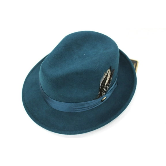 Mens Hunter Green Fedora 100% Wool Crushable by Bruno Capelo UN-116