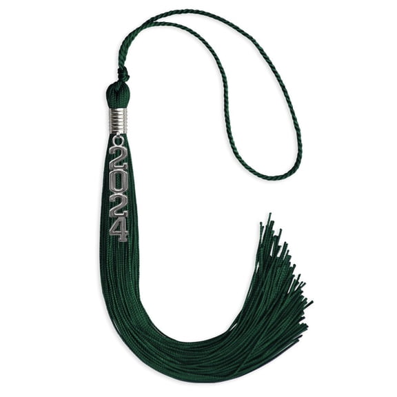 Endea Graduation Hunter Green Graduation Tassel with Silver Stacked Date Drop