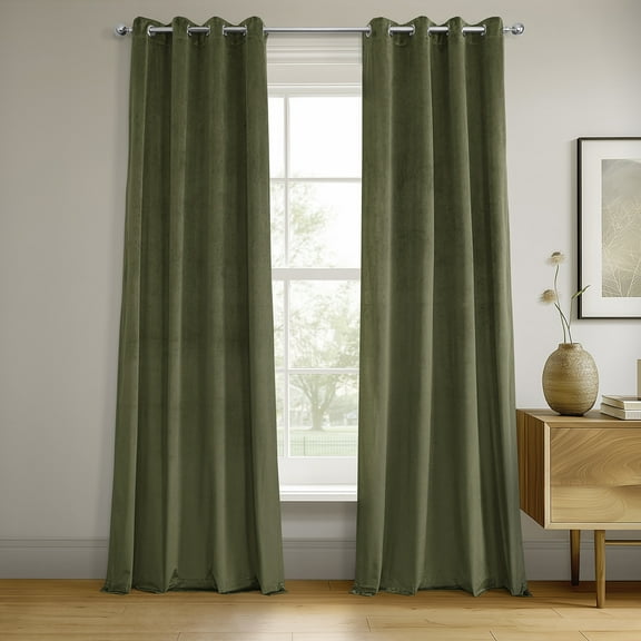 Hunter Green Grommet Signature Velvet Blackout Curtain (1 Panel), Hunter Green, 50W X 120L