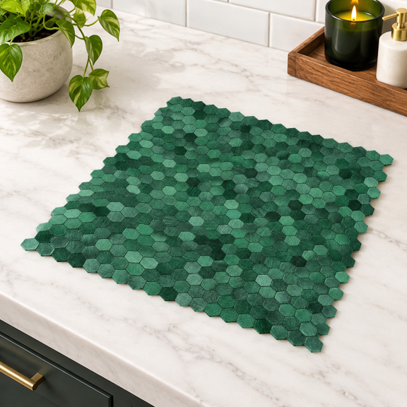 Hunter Green-Hex Hex Aluminum Peel-and-Stick Tile, 14.33 x 12.95 x 1.34 Inches