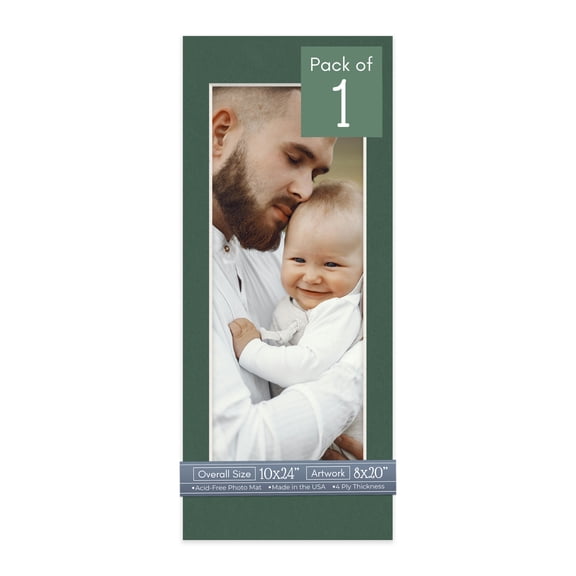 Hunter Green Picture Frame Mat for 10x24 Frames - Fits 8x20 Photos - 1 Mat